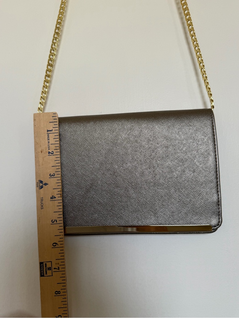 Mossimo Supply Co. Metallic Gray Crossbody with Gold Chain Strap